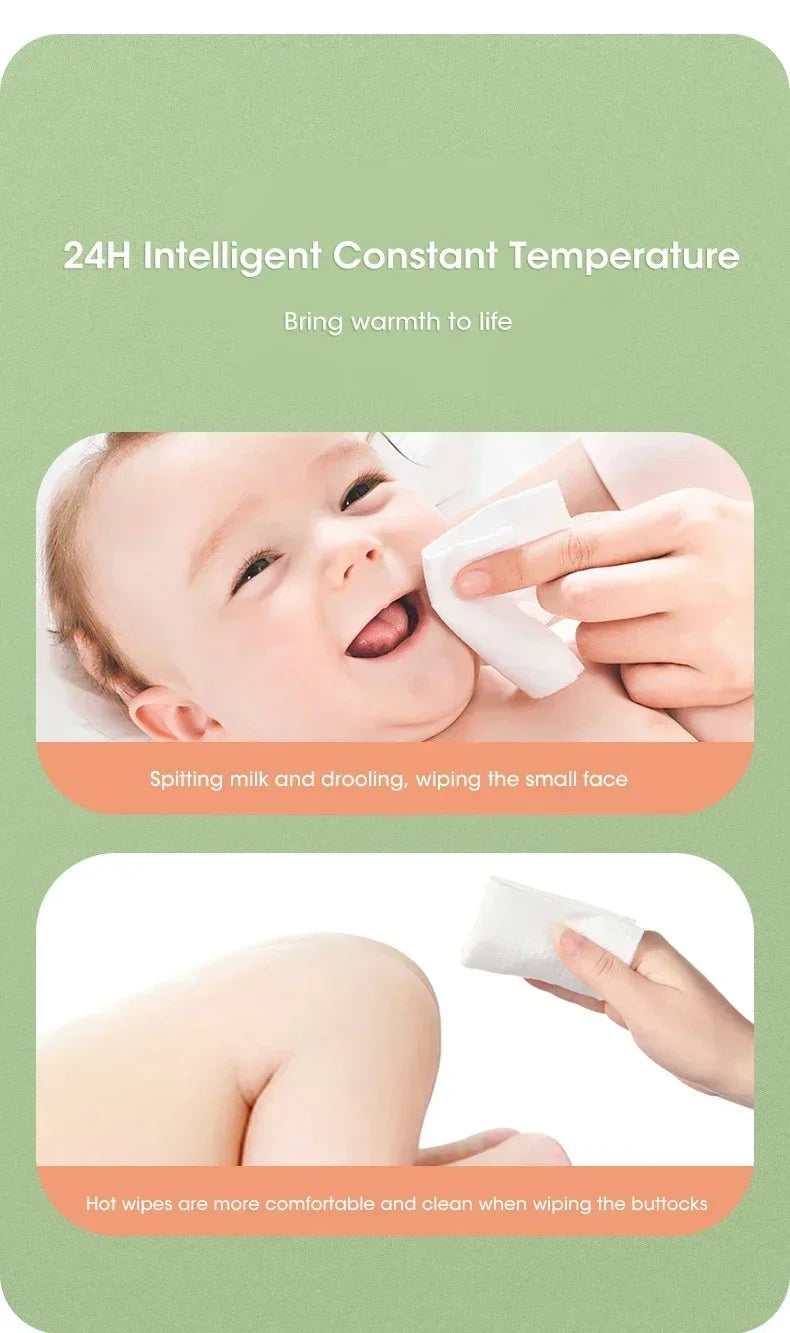 Portable Baby Wipe Warmer 2-in-1 Heated Towel Dispenser with LED Display Heating Box for Home Car Travel Accessories