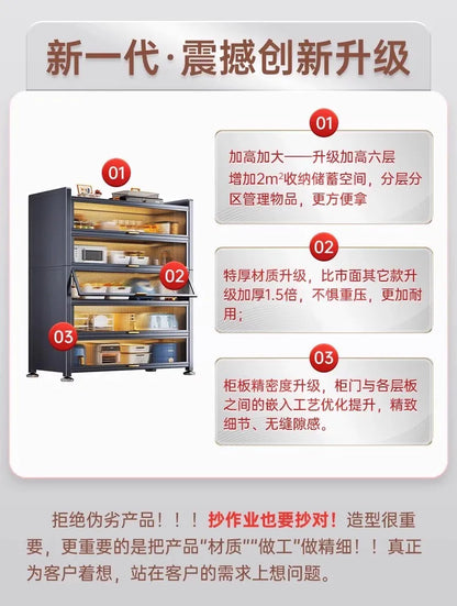 Sideboard Cabinet Locker Kitchen Shelf Floor Multi-Layer Home Living Room Microwave Oven with Door Storage Cabinet
