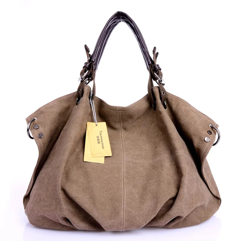 Casual Women Canvas Shoulder Bag Travel Messenger Bag Large Capacity Tote Top-handle Bag Women Crossbody Bags Sac A Mains Femme
