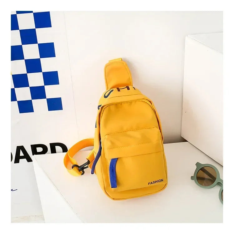 Cool kids bags for boys. Contrast color chest bag for little boys to go out Canvas messenger bag for coins