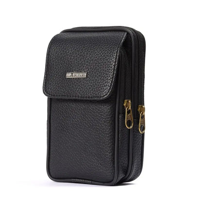 PU Leather Men Small Waist Bag Solid Color Bum Belt Pack Casual Fanny Business Waist Bag Men Travel Sports Belt Bum Phone Pouch
