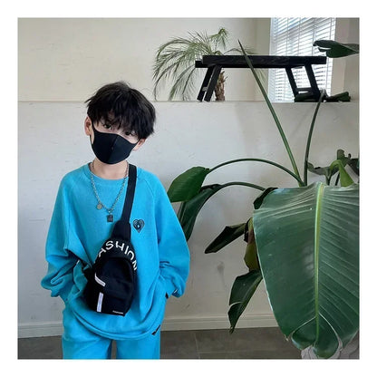 Cool kids bags for boys. Contrast color chest bag for little boys to go out Canvas messenger bag for coins