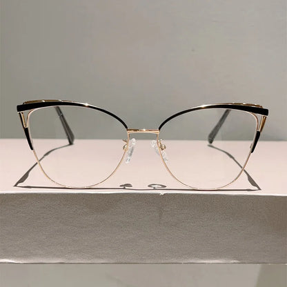 New Large Cat Eye Computer Glasses Metal Frame Women Men Anti Blue Light Round Blocking Optical Spectacle refined Eyeglasses