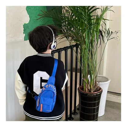 Cool kids bags for boys. Contrast color chest bag for little boys to go out Canvas messenger bag for coins