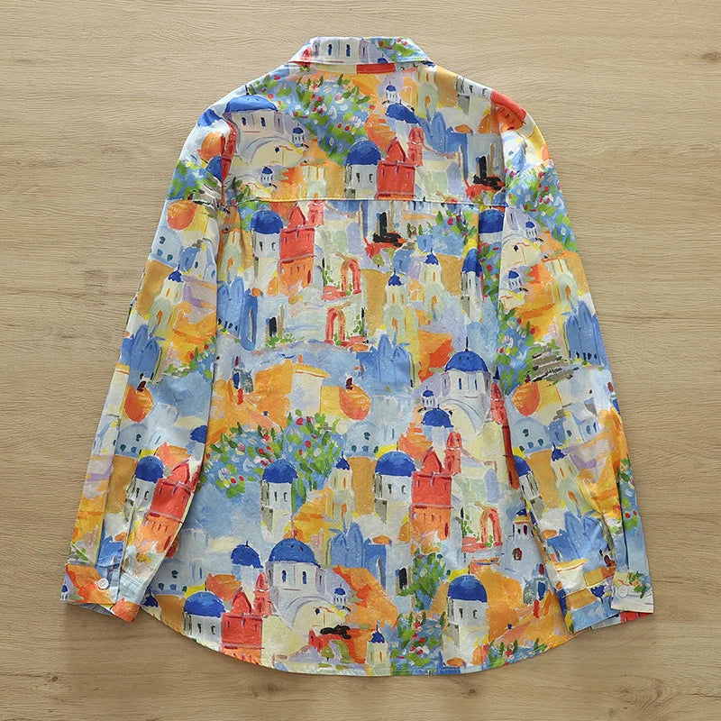 2026 Spring New Women Printed Shirts Long Sleeve Blouses Lazy Lady Tops Casual Female Clothes