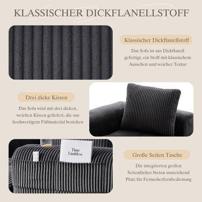 Compact Sofa Soft, Modular Sofa with Side Pocket and Beverage Holder, High Quality Comfort for Long Sitting, Incl. Pillows