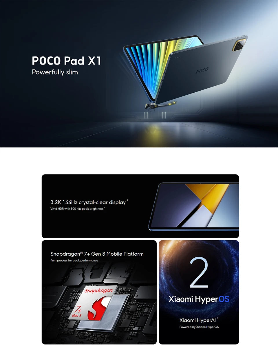 Poco Pad X1 8Gb 512Gb Tablet Pc 11'' 144Hz Wi-Fi 6E 8850Mah