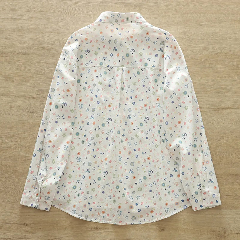 2026 Spring New Women Printed Shirts Long Sleeve Blouses Lazy Lady Tops Casual Female Clothes