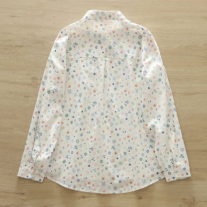 2026 Spring New Women Printed Shirts Long Sleeve Blouses Lazy Lady Tops Casual Female Clothes