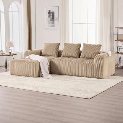 Compact Sofa Soft, Modular Sofa with Side Pocket and Beverage Holder, High Quality Comfort for Long Sitting, Incl. Pillows