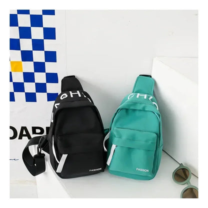 Cool kids bags for boys. Contrast color chest bag for little boys to go out Canvas messenger bag for coins