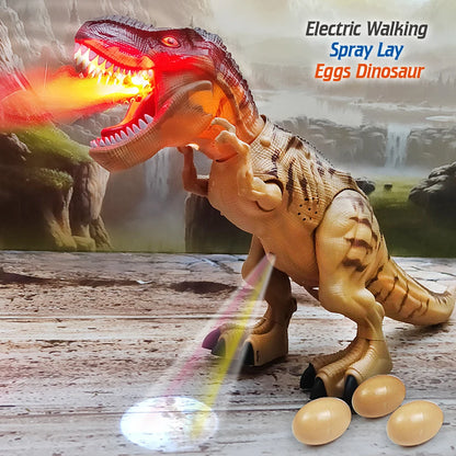 Large Size Electric Dinosaur Toy Walking with Spraying & Egg-Laying Features Sounds Lights Mechanical Movements for Kids
