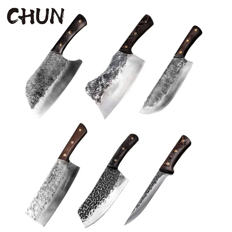 5CR15 Handmade Chopping Cleaver Butcher Knife High Carbon Steel Kitchen Chef Knife Sets Forged Blade Cooking Knives Set Cleaver