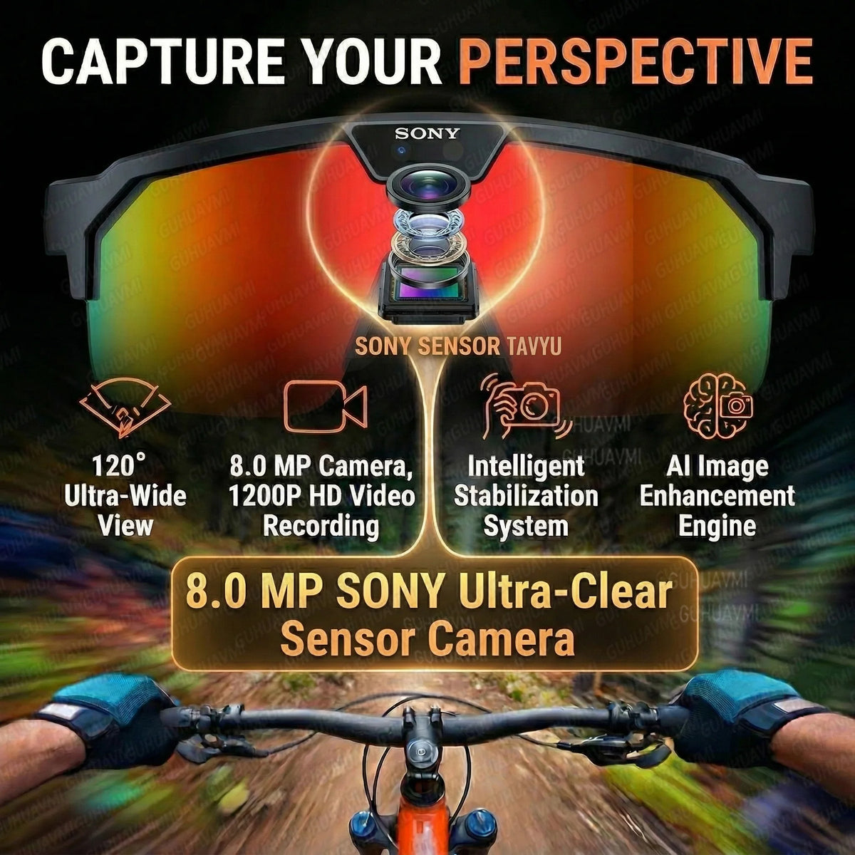 2026 New AI Smart Sports shooting&amp;recording Glasses 800W Camera HD Anti-shake Bicycle Riding Shooting Artifact Windproof Goggles