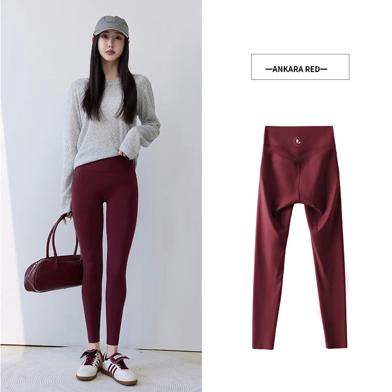 BIVIGAOS Spring New Double V 3D Curve Sharkskin Leggings Women High Waist Tight Slim Sports Fitness Push Up Leggings Yoga Pants