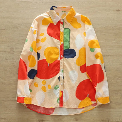 2026 Spring New Women Printed Shirts Long Sleeve Blouses Lazy Lady Tops Casual Female Clothes