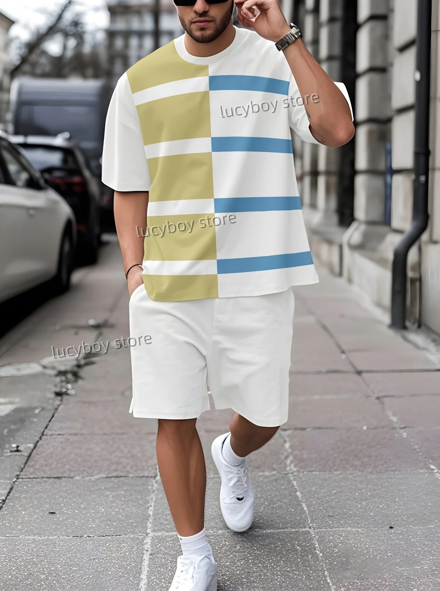 Mens brazil flag Print Sport T-shirt+shorts Suit Set American Tracksuit Outfit Summer plus size tracksuit 2 Piece Set Clothes