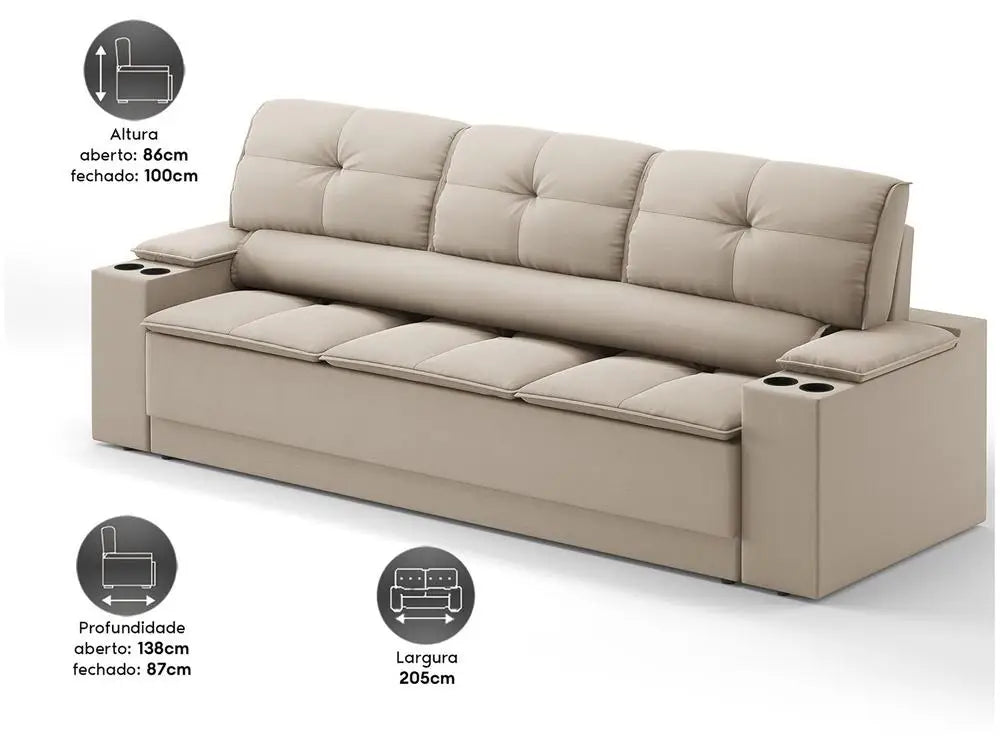 3-Seater Retractable Reclining Velosuede Sofa up Next Sofas