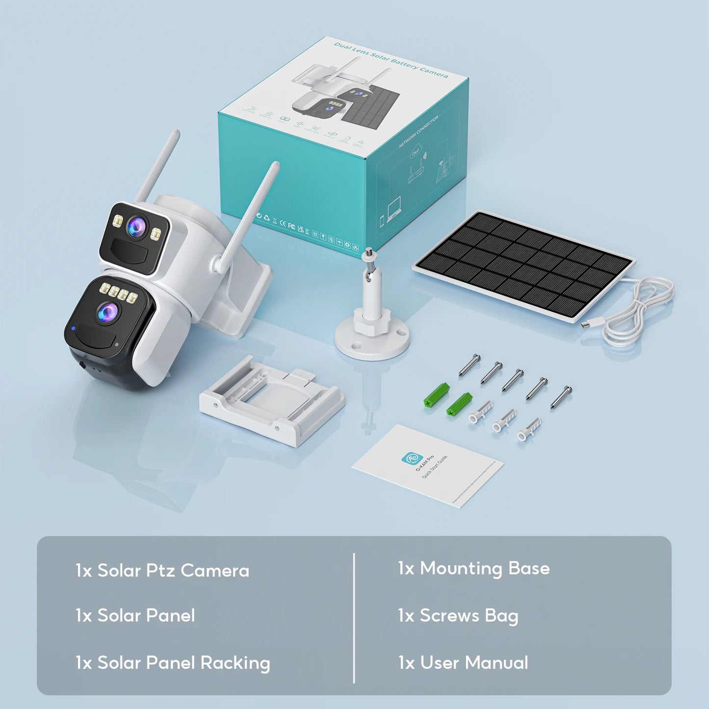 8MP Solar Wifi Camera PTZ Built-in 7800mAh Battery Outdoor 4K Human Detection Dual Screen CCTV Surveillance Camera O-Kam Pro APP