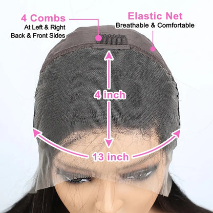 Deep Water Wave Human Hair Wig For Women Raw Indian Hair 13X4 Hd Transparent Lace Frontal Wig 16 18Inch Natural Color 250%