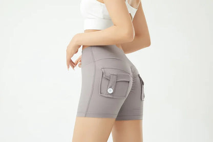 Peach Butt Fitness Shorts Women's Exercise Three-Quarter Pants Cargo Air Dry Pocket Yoga  Tight  Lift Summer