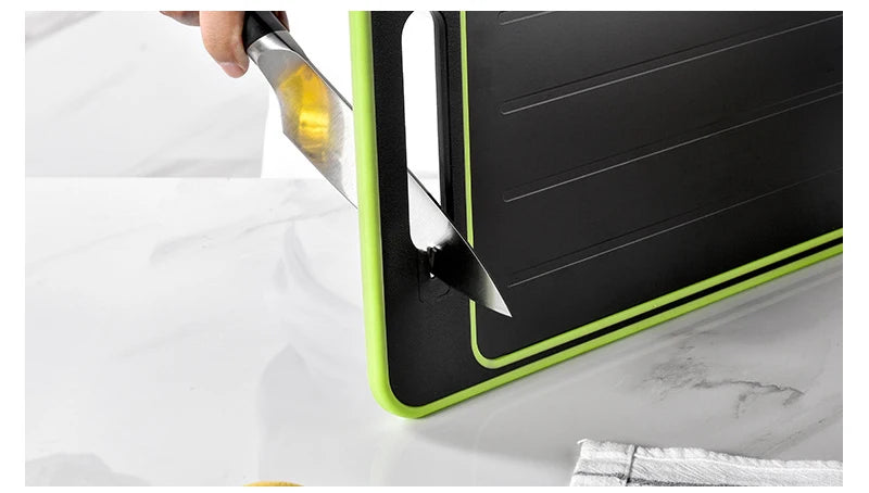 Double-side Cutting Board With Defrosting Function  Chopping Board  Kitchen  Grinding Cutting Board With Knife Sharpener