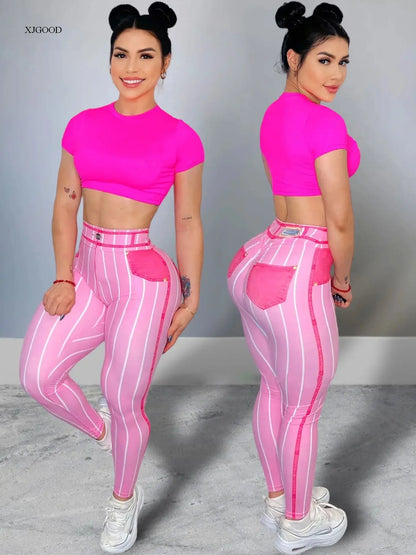 High Waist Elastic Denim Pants Women's Casual Slim Fit Trousers Breathable Comfortable Polyester Blend Spring Season