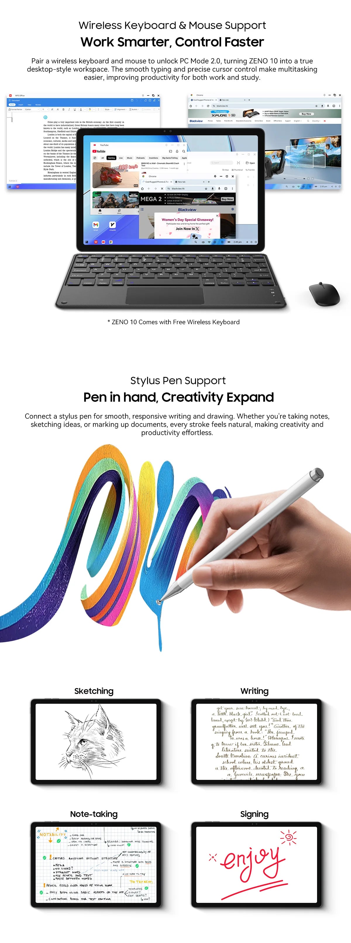 Blackview ZENO 10 5G AI Tablet,T8200 Ocat Core,11" FHD+ 90Hz Display, Smart tablets android 15 Pad PC With Bluetooth планшет