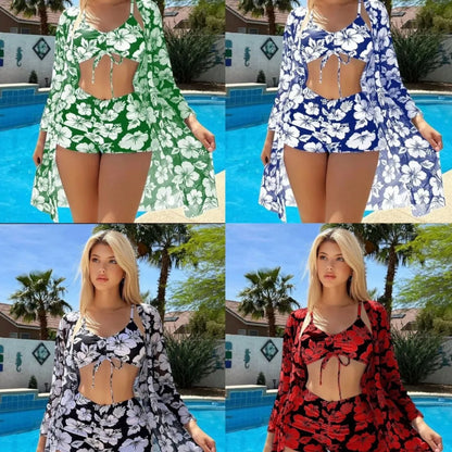 Women's Bikini Swimsuit Three-Piece Set Sexy European Style Polyester Fabric with Chest Pad Adult Swimming Water Sportswear