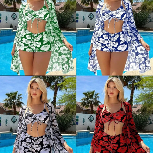 Women's Bikini Swimsuit Three-Piece Set Sexy European Style Polyester Fabric with Chest Pad Adult Swimming Water Sportswear