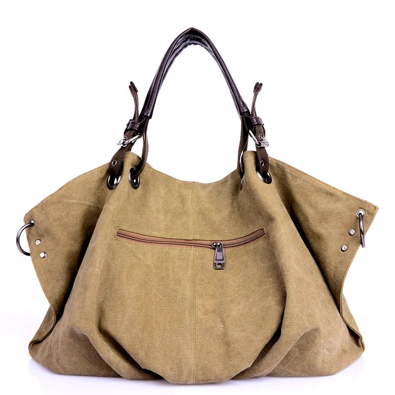 Casual Women Canvas Shoulder Bag Travel Messenger Bag Large Capacity Tote Top-handle Bag Women Crossbody Bags Sac A Mains Femme
