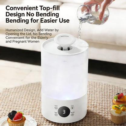 4L Large Capacity Air Humidifier with Remote Control Timer Plant Mist Aroma Diffuser for Home Office - Humidifier