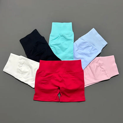 HISTELLO Women Sports Impact Shorts Seamless Low Waist Scrunch Bum Butt Lifting Stretch Gym Yoga Workout Fitness Short Leggings