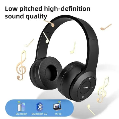 Wireless Headphone 5.3 Bluetooth-Compatible Headsets HiFi Stereo Foldable For All Smartphone with Microphone Support SD Card