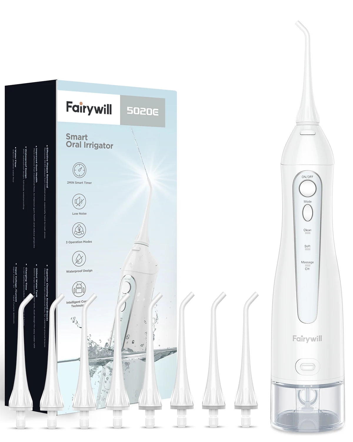 Fairywill Electric Sonic Toothbrush &amp; Water Flosser USB Charge Waterproof 5 Modes 3 Brush Heads Toothbrushes Teeth Cleaner