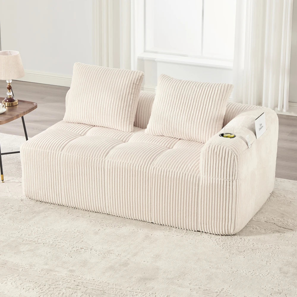 Compact Sofa Soft, Modular Sofa with Side Pocket and Beverage Holder, High Quality Comfort for Long Sitting, Incl. Pillows