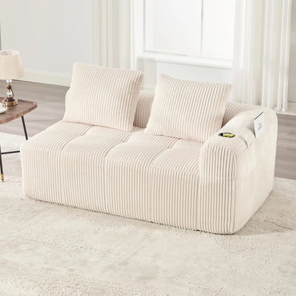 Compact Sofa Soft, Modular Sofa with Side Pocket and Beverage Holder, High Quality Comfort for Long Sitting, Incl. Pillows