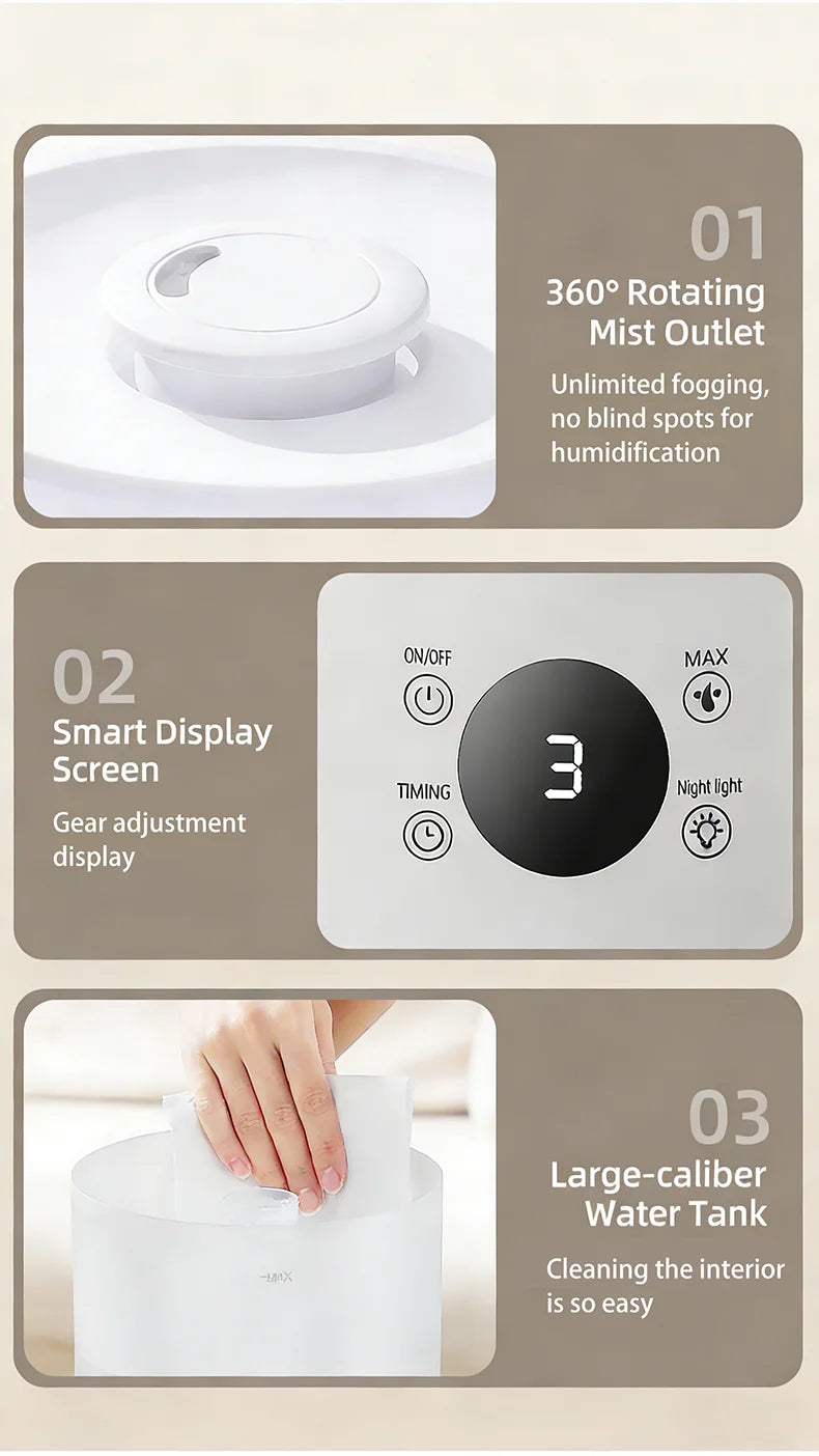 4L Large Capacity Air Humidifier with Remote Control Timer Plant Mist Aroma Diffuser for Home Office - Humidifier