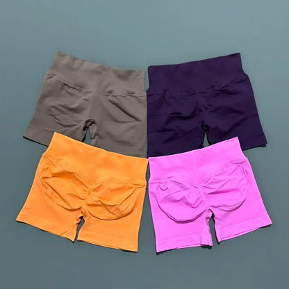 HISTELLO Women Sports Impact Shorts Seamless Low Waist Scrunch Bum Butt Lifting Stretch Gym Yoga Workout Fitness Short Leggings