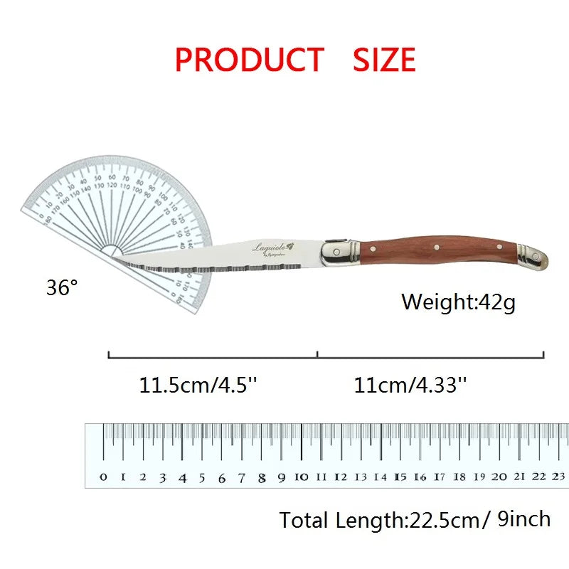 24pcs Laguiole Cutlery set Luxury Rose Wood Handle Dinnerware Stainless steel Tableware 6 Steak Knife 6 Fork 6 Spoon 6 Teaspoon