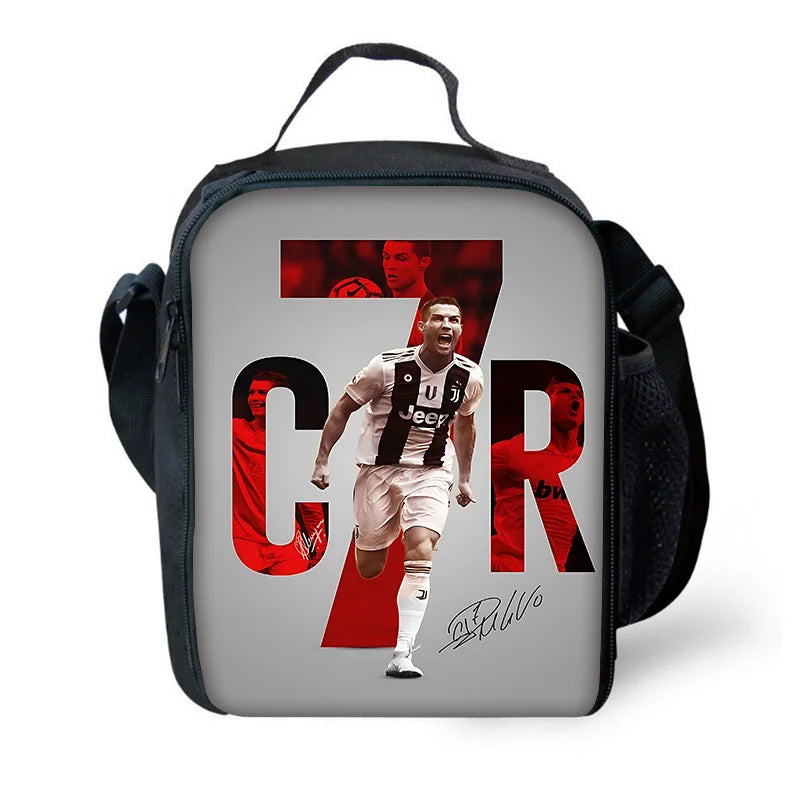 Child School Football R-RonaldoS CR7 Backpack with Lunch Bags ,Pencil Bags ,School Bags for Boys Girls Best Gift