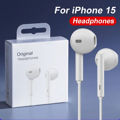 Headphones For iPhone 16 15 Pro Max 14 13 12 11 Mini USB-C Lightning Wired Earphones iPhone X XS XR 7 8 6 Plus Phone Accessories