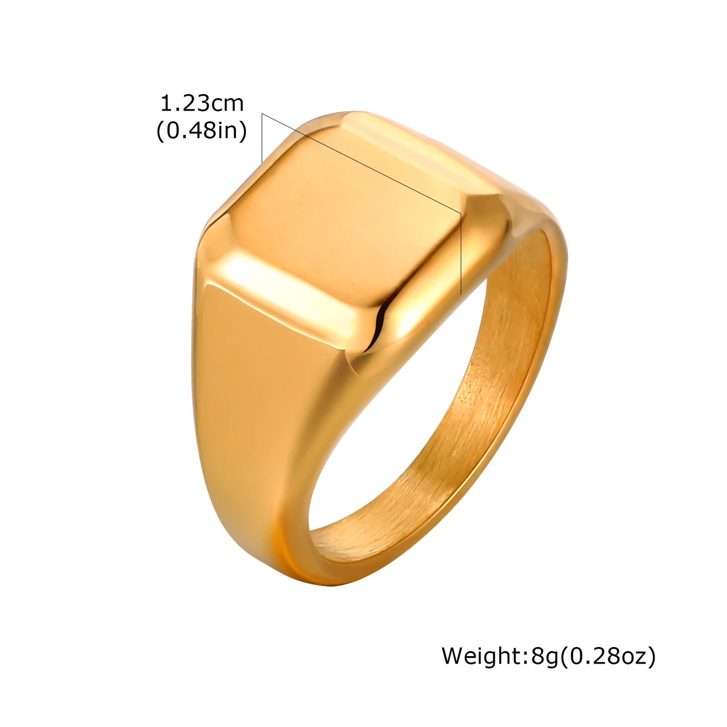 Square Signet Ring for Men Women,Gold Color Stainless Steel Ring Plain Band Ring,Statement Chunky Ring Band Thumb Ring