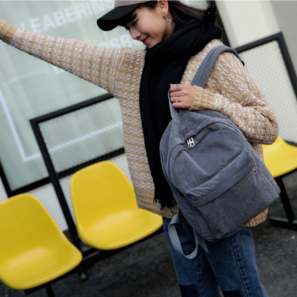 MARKROYAL Pure Color Corduroy Backpack Fashion Women School Backpack Women Backpack Teenger Girl School Bags Female Bagpack