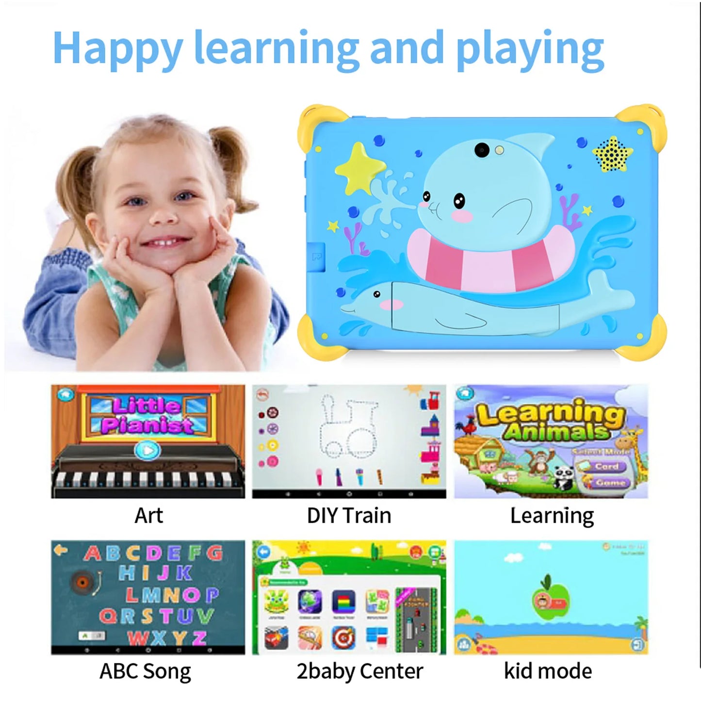 2026 New 7 Inch Cartoon Pattern Kids' tablets Quad Core 4GB RAM 64GB ROM 5G WiFi Learning Education Games Tablet Children's Gift