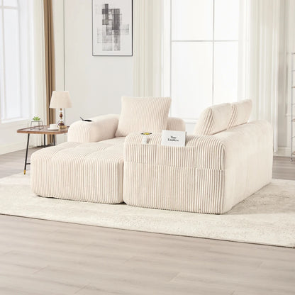 Compact Sofa Soft, Modular Sofa with Side Pocket and Beverage Holder, High Quality Comfort for Long Sitting, Incl. Pillows