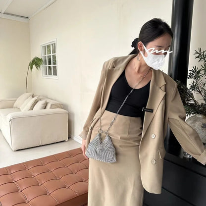 Metallic Hauberk Shoulder Bag Woven Ring Tote Chain Mail Designer Purses and Handbags Handmade Hollow Crossbody Bags for Women