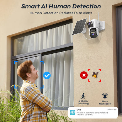 8MP Solar Wifi Camera PTZ Built-in 7800mAh Battery Outdoor 4K Human Detection Dual Screen CCTV Surveillance Camera O-Kam Pro APP