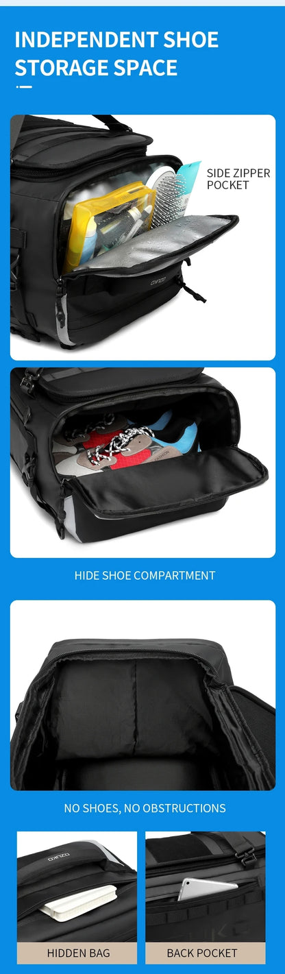 Ozuko suitcase organizer Men's Sports Fitness Dry and Wet Separation Travel Bag Short Business Trip Weekend Camping Backpack