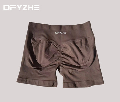 DFYZHE 4.5-inch yoga gym shorts, waist cinching and hip lifting shorts, seamless yoga shorts